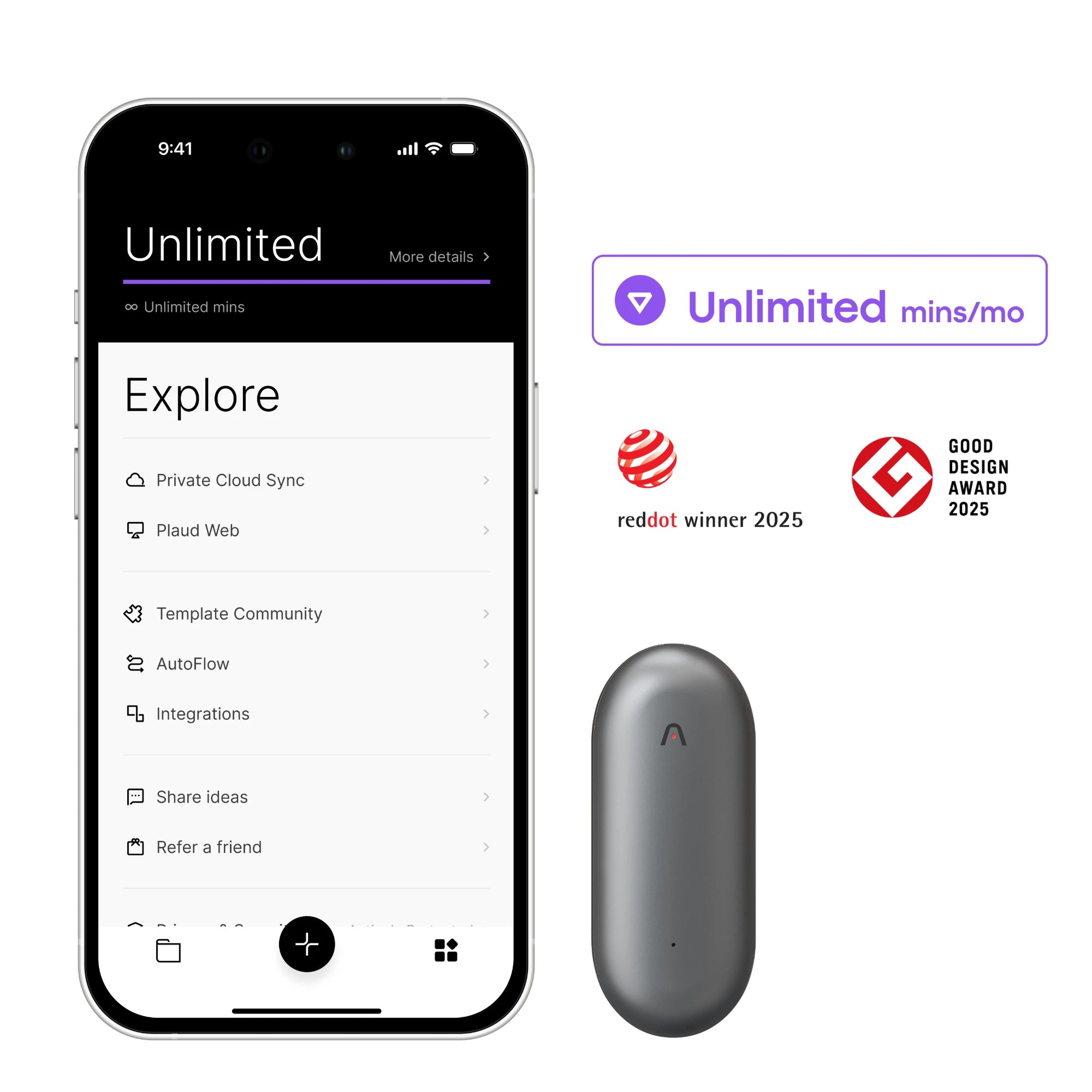 Plaud NotePin & AI Plan annuel illimité