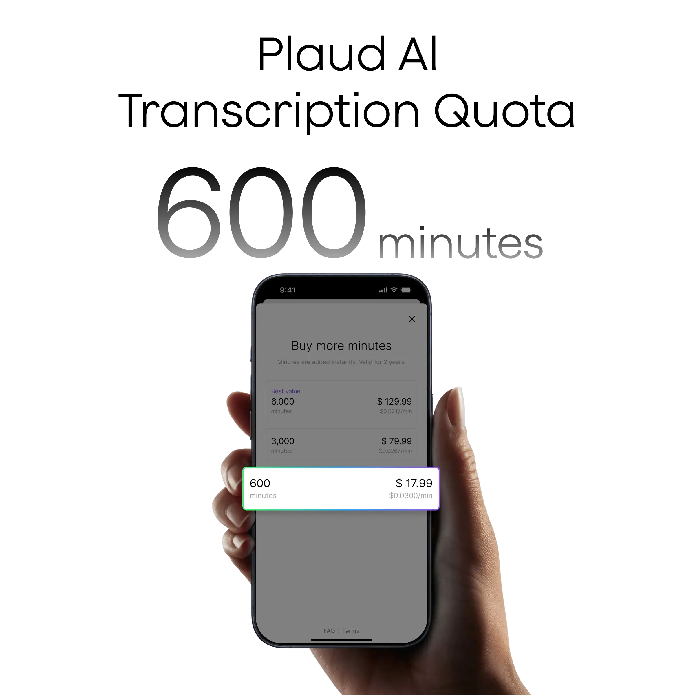 Plaud AI Transcription Quota (600 mins)