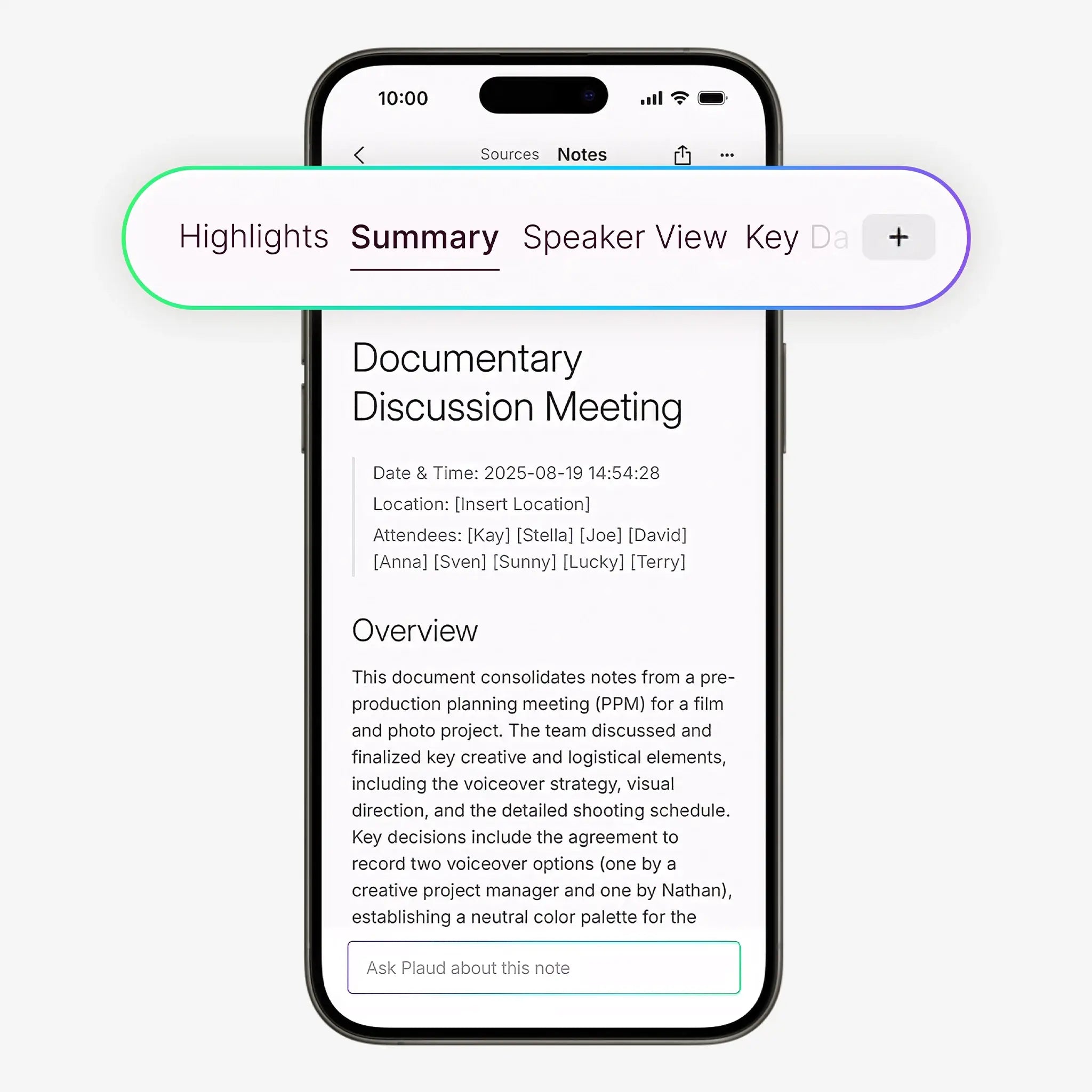 Plaud Note Pro with Plaud App featuring multidimensional summaries