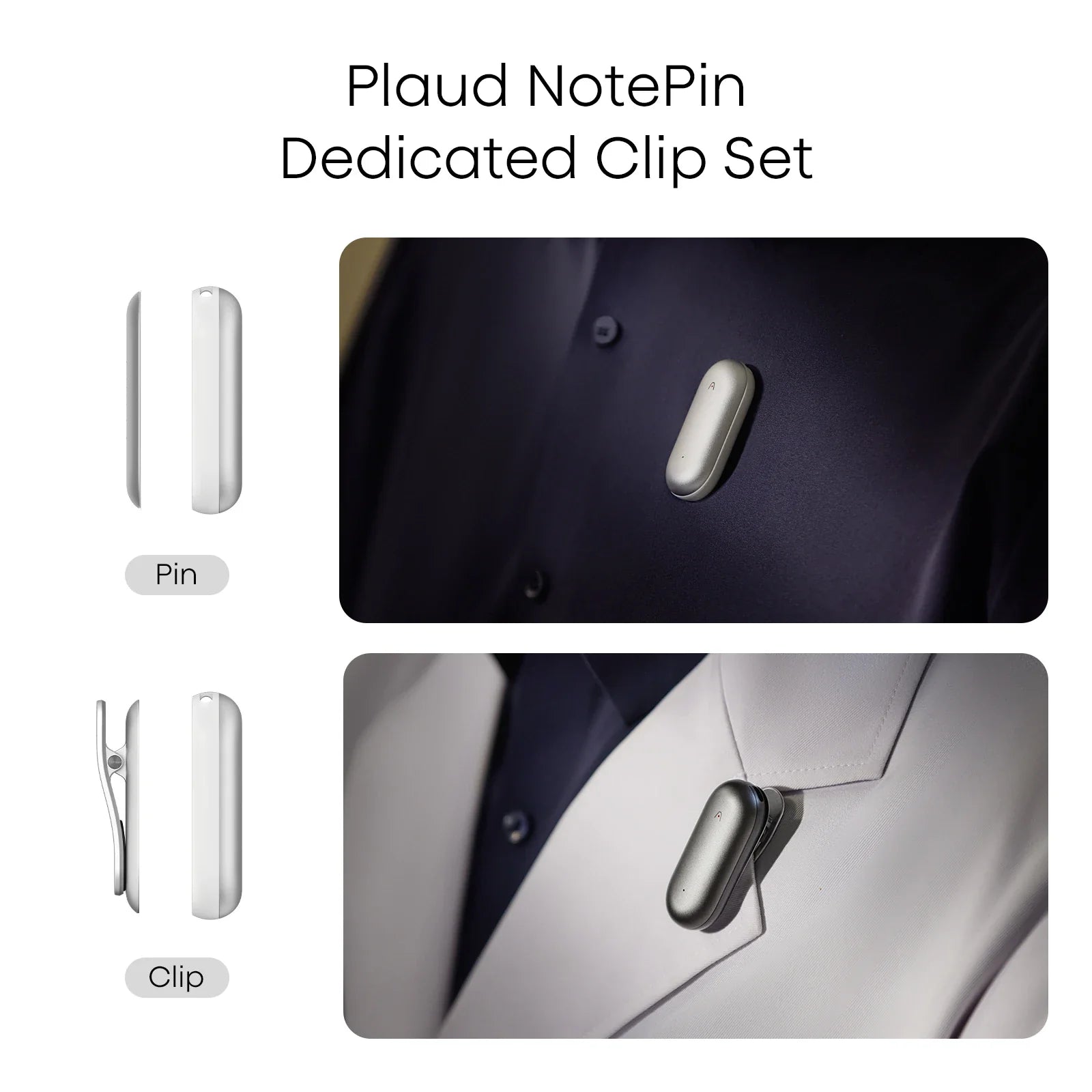 Clip & Magnetic Pin for Plaud NotePin | Plaud NotePin S