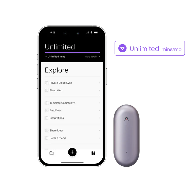 Plaud NotePin & AI Annual Unlimited Plan