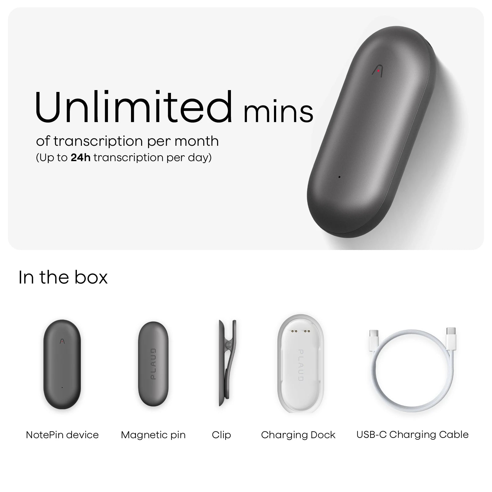 Plaud NotePin & AI Annual Unlimited Plan