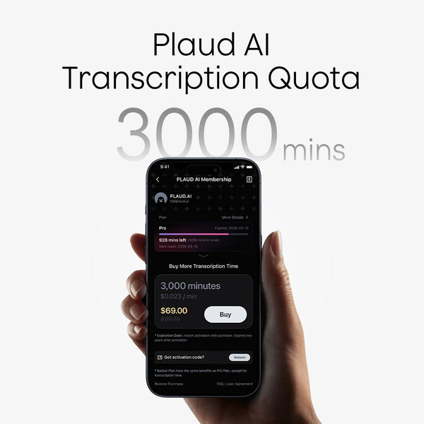Plaud AI Transcription Quota (3,000 mins)