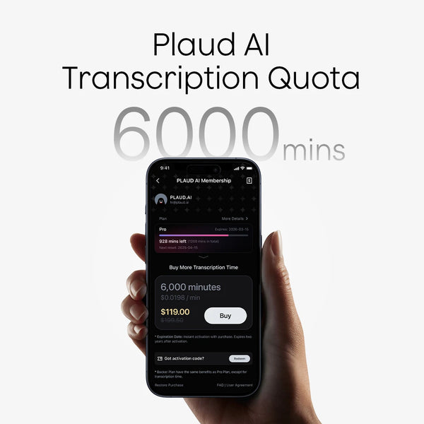 Plaud AI Transcription Quota (6,000mins)