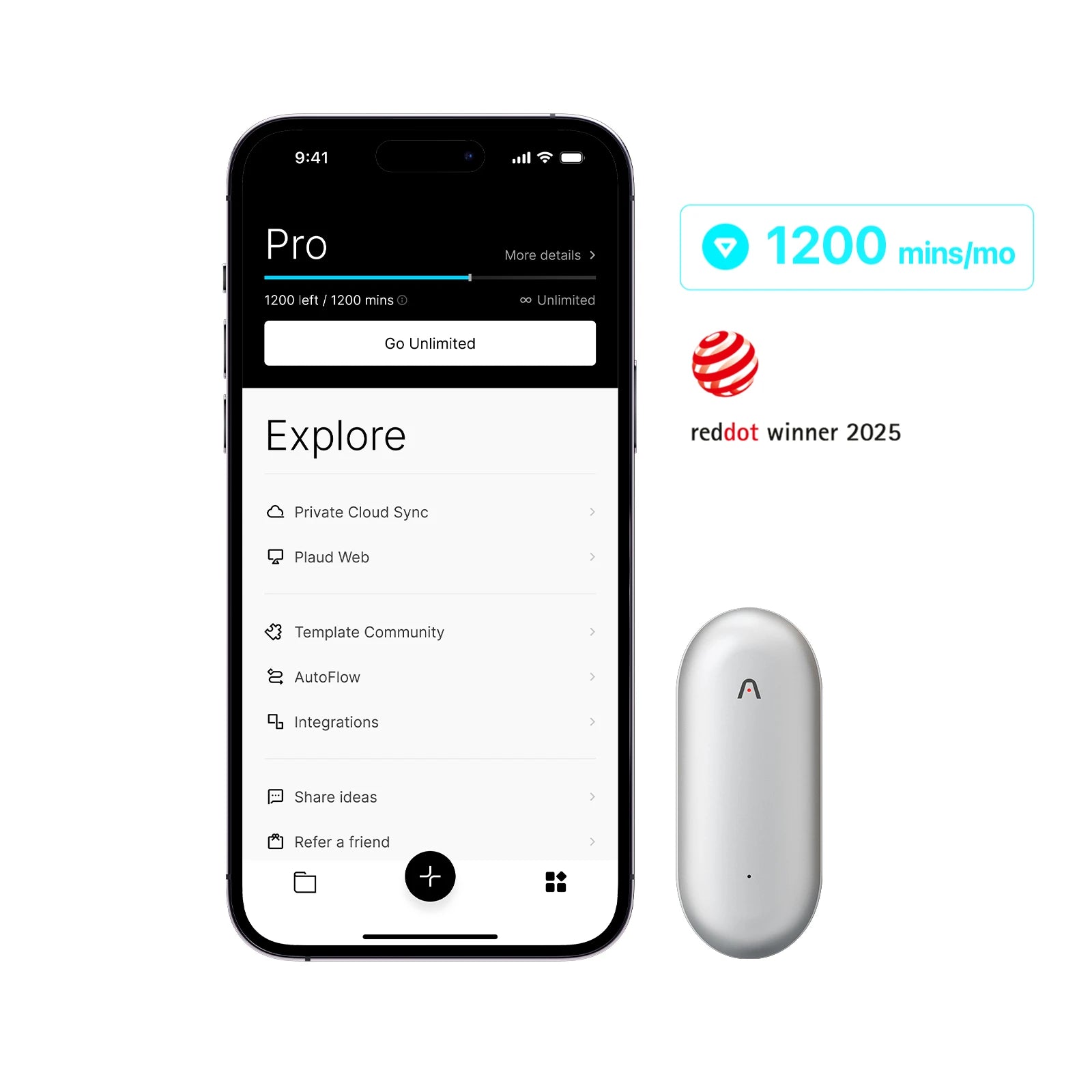 Plaud NotePin with AI Annual Pro Plan