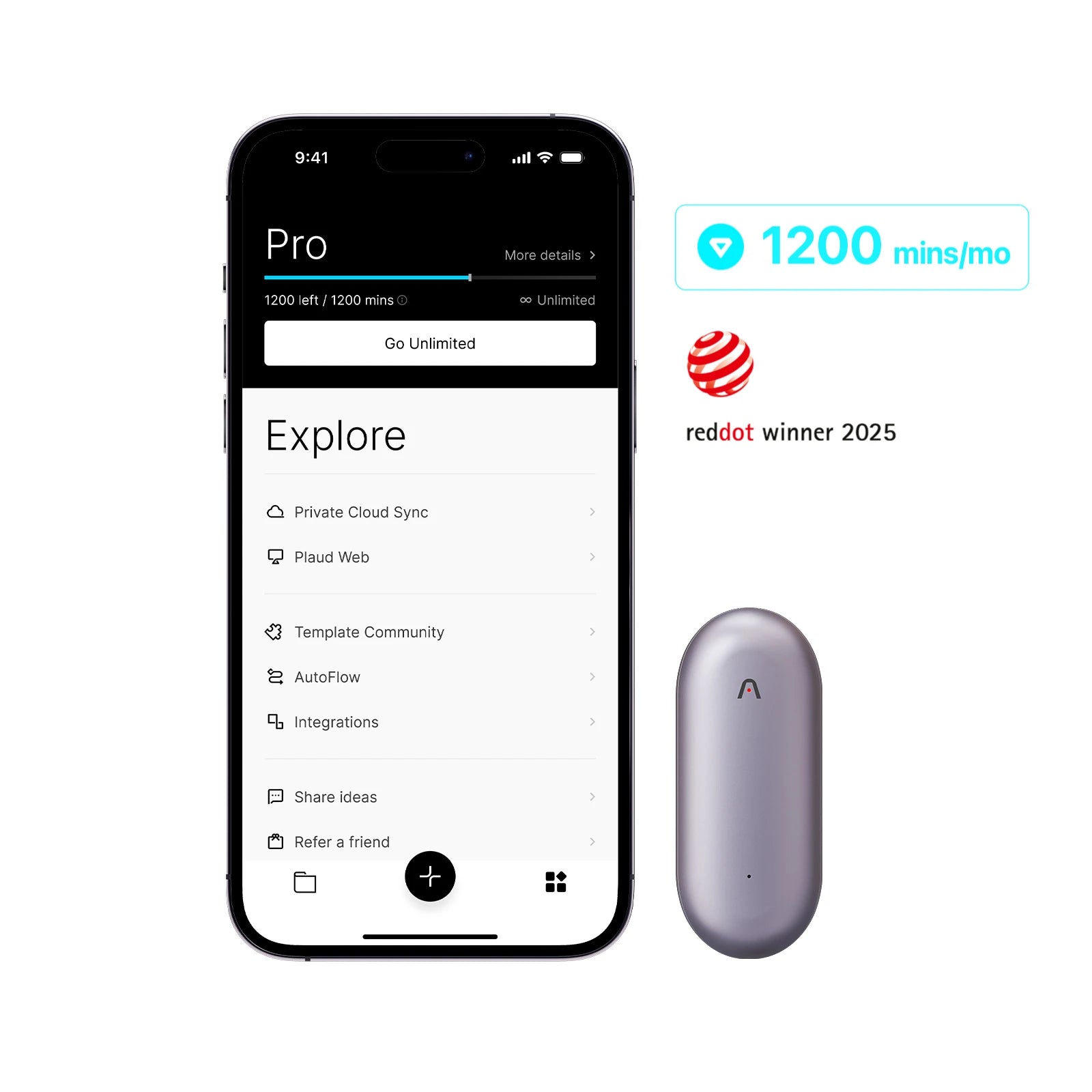 Plaud NotePin with AI Annual Pro Plan