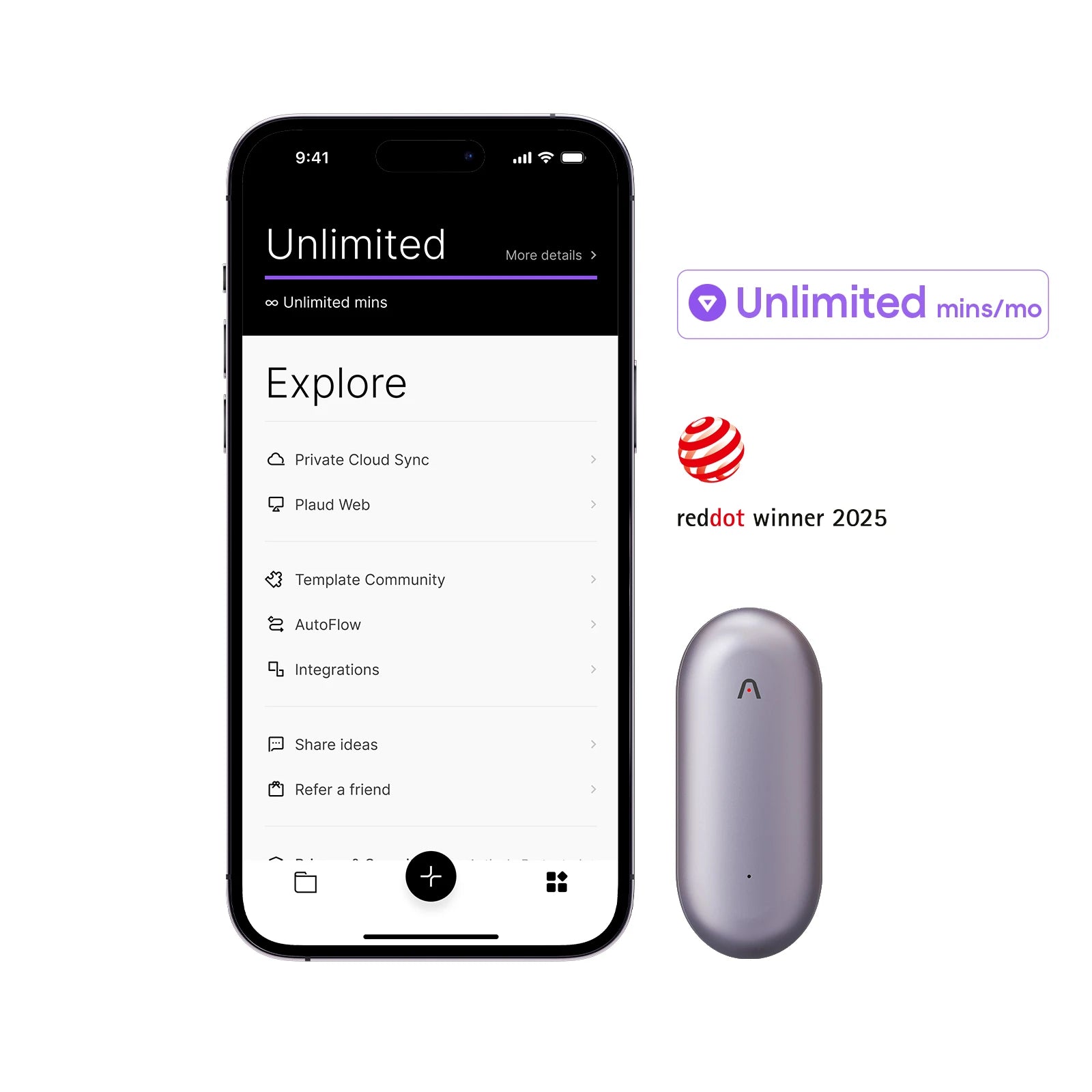 Plaud NotePin with AI Annual Unlimited Plan
