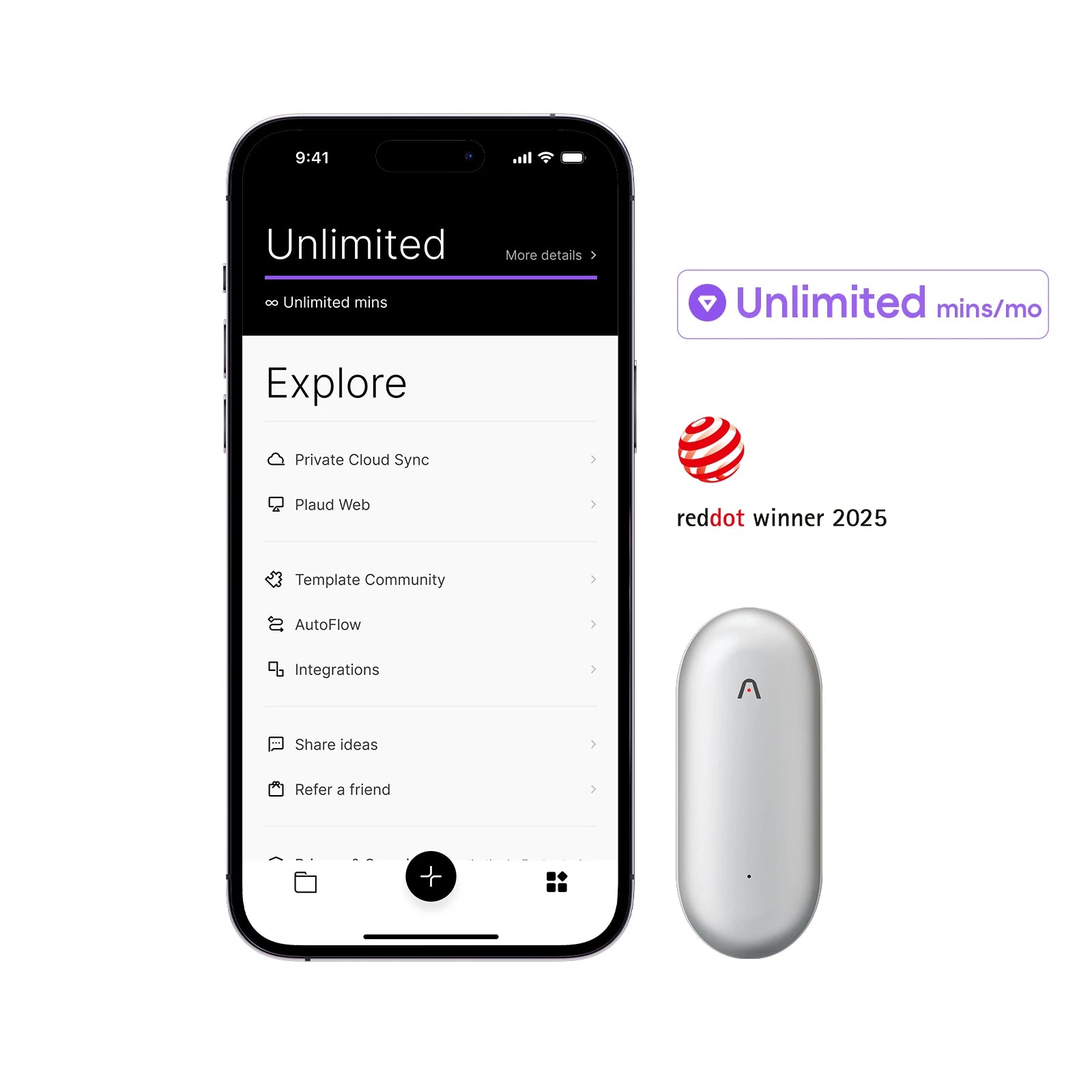 Plaud NotePin with AI Annual Unlimited Plan