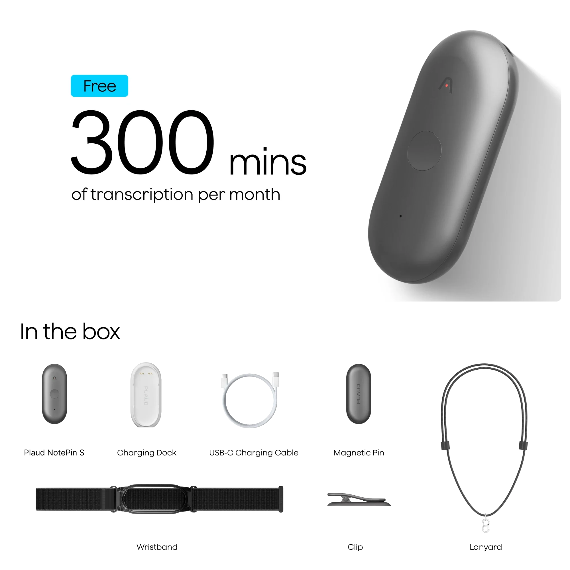 Plaud NotePin S - Wearable AI note taker