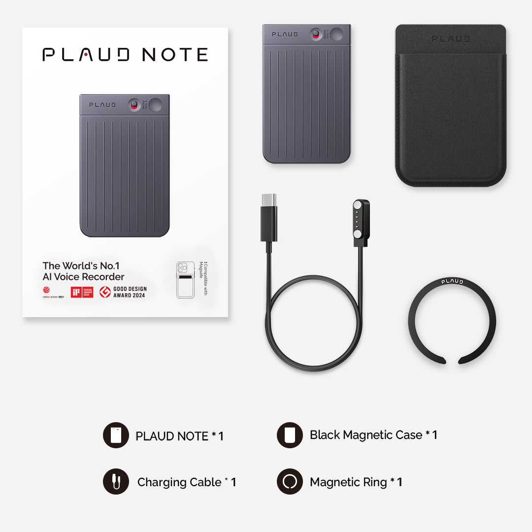 PLAUD NOTE ｜ AI Voice Recorder (Black Magnetic Case Included)