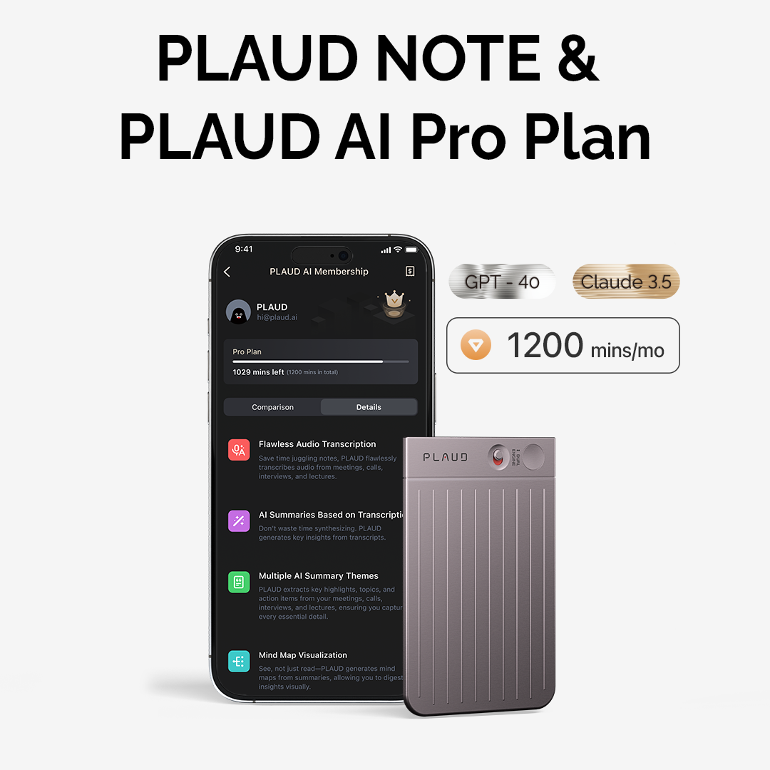 PLAUD NOTE & PLAUD AI Pro Plan (Annual Membership)